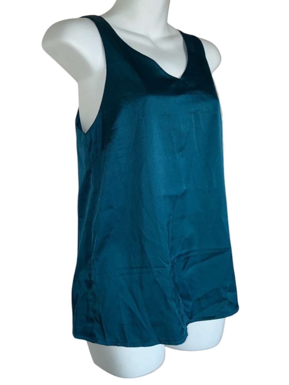 Zeagoo Tank, Women's Sm, Teal Satin V-Neck. NWT